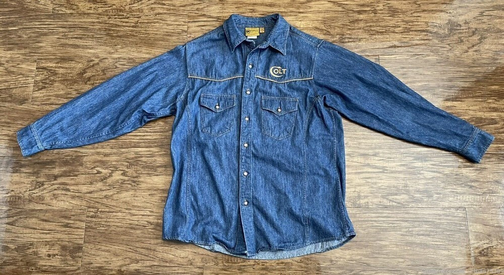 【HI FI FNK】Colt Denim Jacket Colt Firearms Denim Shirt Jacket Large. Denim, 100% Cotton