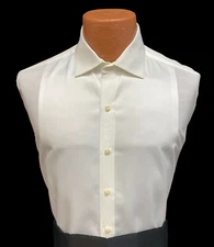 Allure Men Fitted Ivory Tuxedo Shirt Swiss Pleat Luxe Microfiber Spread Collar