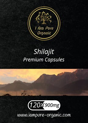 I AM PURE ORGANIC Shillajit | Pure - Premium | 120 x 500mg Vegan Capsules | High Strength