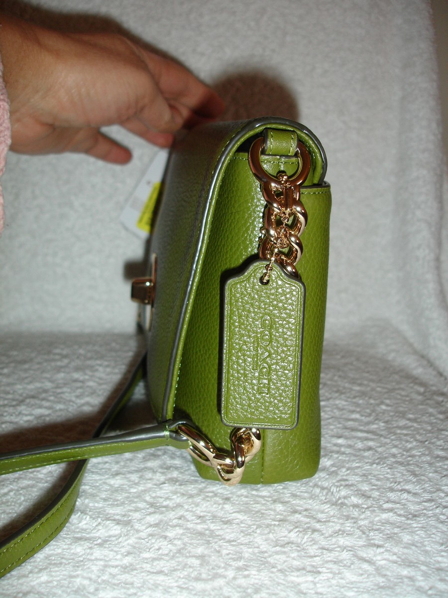 NWT COACH Crosstown Crossbody Bag Pebbled Leather Moss Green