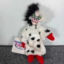 Vintage Disney Store Cruella Deville 101 Dalmatians Plush 10'' Bean Bag New