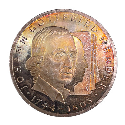 1994 G Germany JOHANN GOTTFRIED HERDER .625 Silver Proof Toned 10 Mark Coin #1