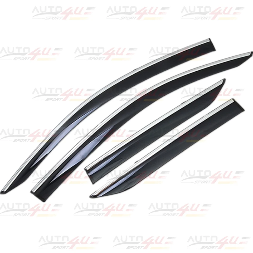 Fit Acura ILX 2013-2022 Window Visors Sun Rain Guards Deflectors w/ Chrome Trim - Image 2 of 4