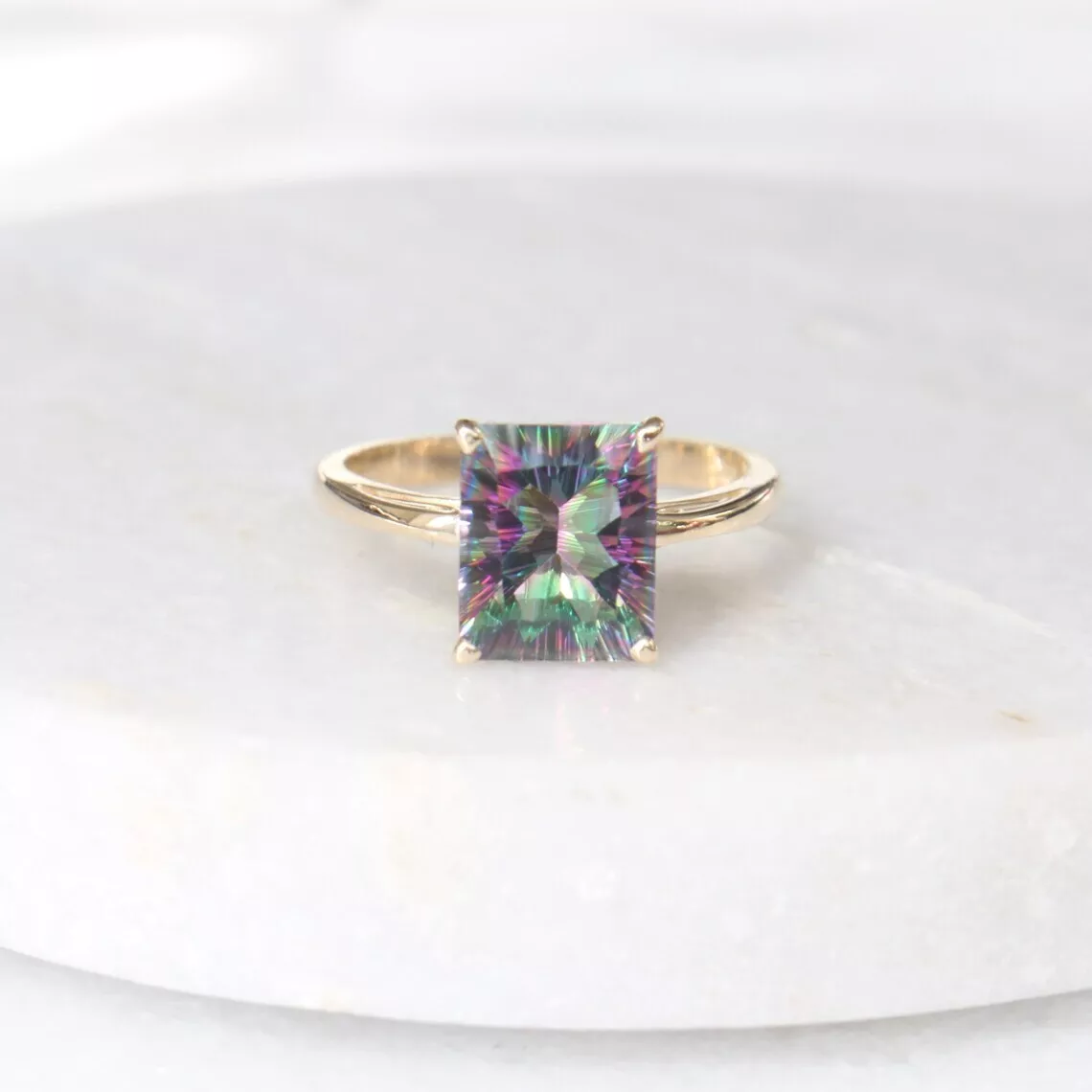 Natural Mystic Topaz Ring - Oxidized Silver Ring | LoveGem Studio