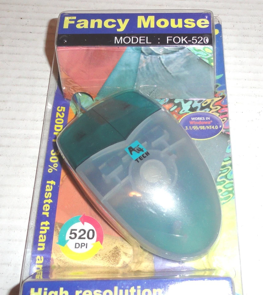 Vintage A4Tech Fancy Mouse PS/2 Version Model: FOK-520 520DPI Green/Translucent - Image 2 of 4