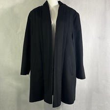 Ashley Scott Women Coat Black Wool Blend Sz M USA Elegant open front Vintage