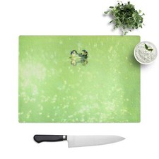 Peeping Green Frog Chopping Board Glass Textured Cutting Worktop Saver Kitchen
