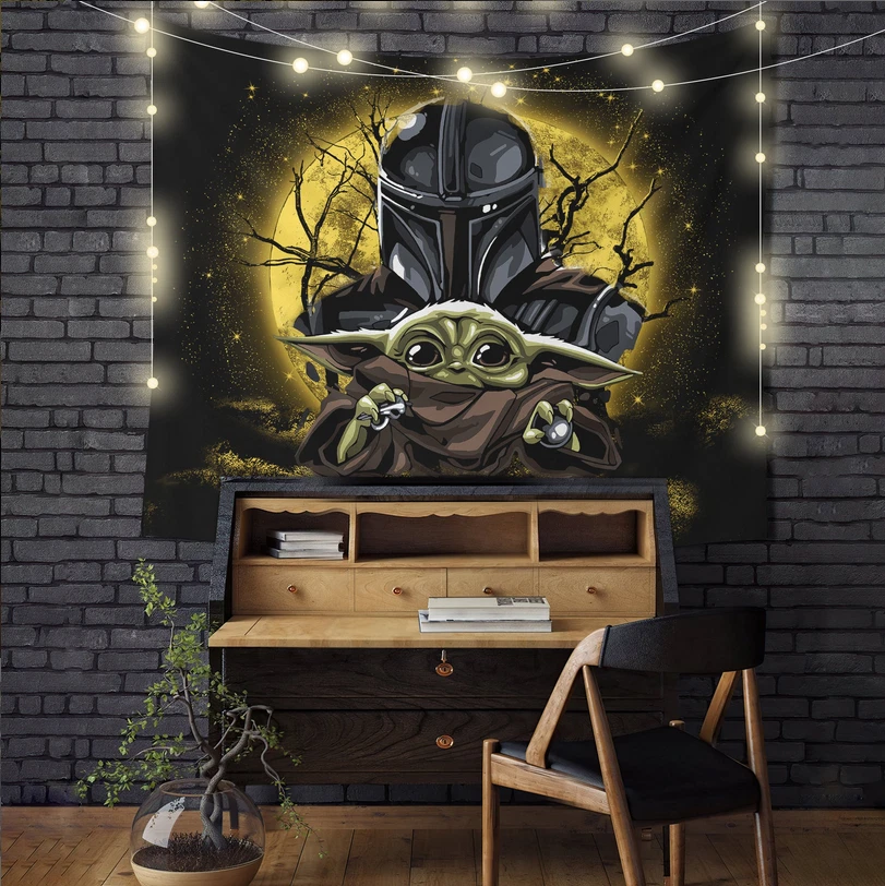 Baby Yoda Mandalorian Moonlight Printed Tapestry Room Decor
