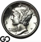 1937-S Mercury Dime, Flashy Near Gem BU++