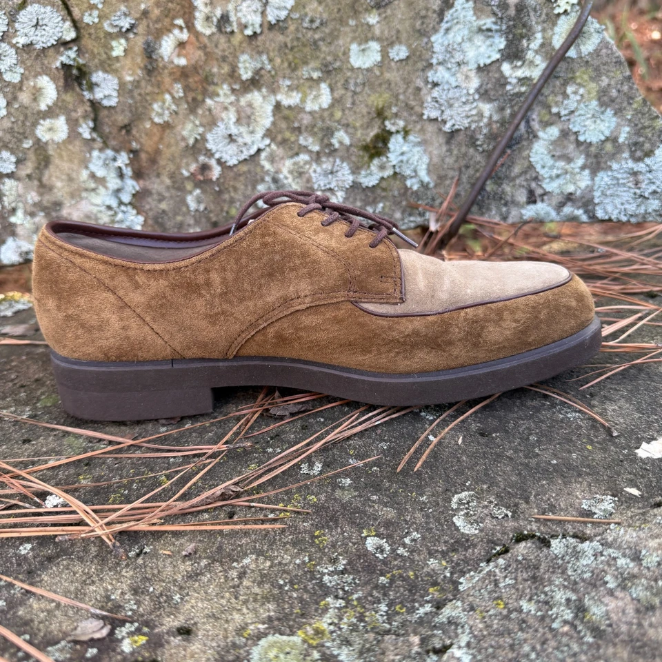 Vintage 90’s Hush Puppies Copper/Beige Nubuck Suede Women's Sz 9 Oxford Loafers - Image 4 of 4