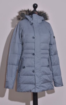 Berghaus Hydrodown Parka Women Gray Puffer Jacket Faux Fur Hood Warm Coat M UK12