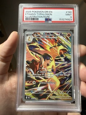 2025 POKEMON DESTINED RIVALS ILLUSTRATION RARE ETHAN'S TYPHLOSION PSA 9