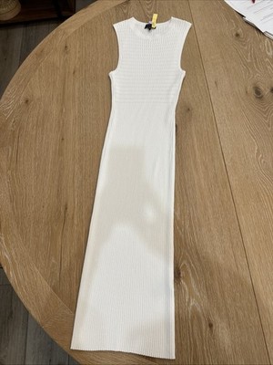 Rag N  Bone Size Medium, White Cable And Rib Knit Body Con Mid Dress Gorgeous