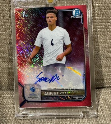 2022 Bowman Chrome 1st Bowman Samuele Ricci RED SHIMMER AUTO 1/5 Italy Torino