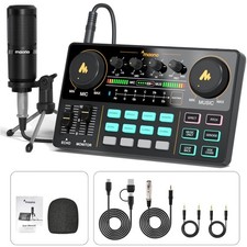 Podcast Equipment Bundle Audio mixer All-in-One Podcast Production Studio wit...