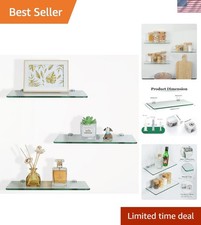 Versatile Tempered Glass Floating Shelves - Stylish Storage for Home Office
