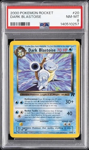 2000 POKEMON ROCKET #20 DARK BLASTOISE PSA 8