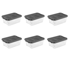 16 Qt Stacker Box Plastic Set of 6 Sterilite Storage Containers Portable, Gray