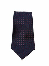 Polo Ralph Lauren Made In Italy Red Spotted Navy Twill Silk Tie