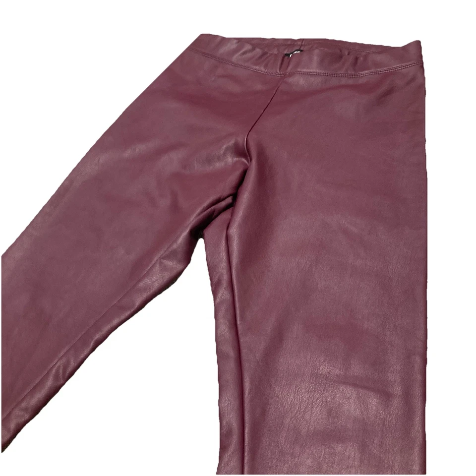 EXPRESS Faux Leather Leggings Women’s Size S/P Burgundy Maroon Fleece Lined - Image 3 of 4