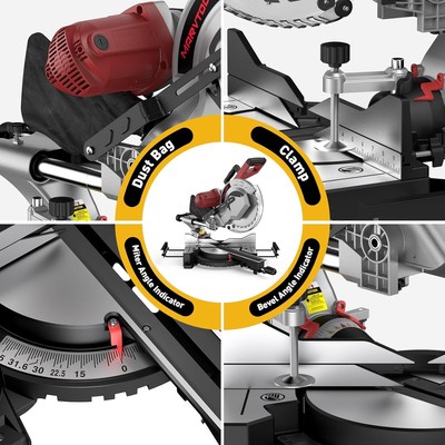 MarvTool 12-Inch Dual-Bevel Miter Saw, Compound Sliding Miter Saw