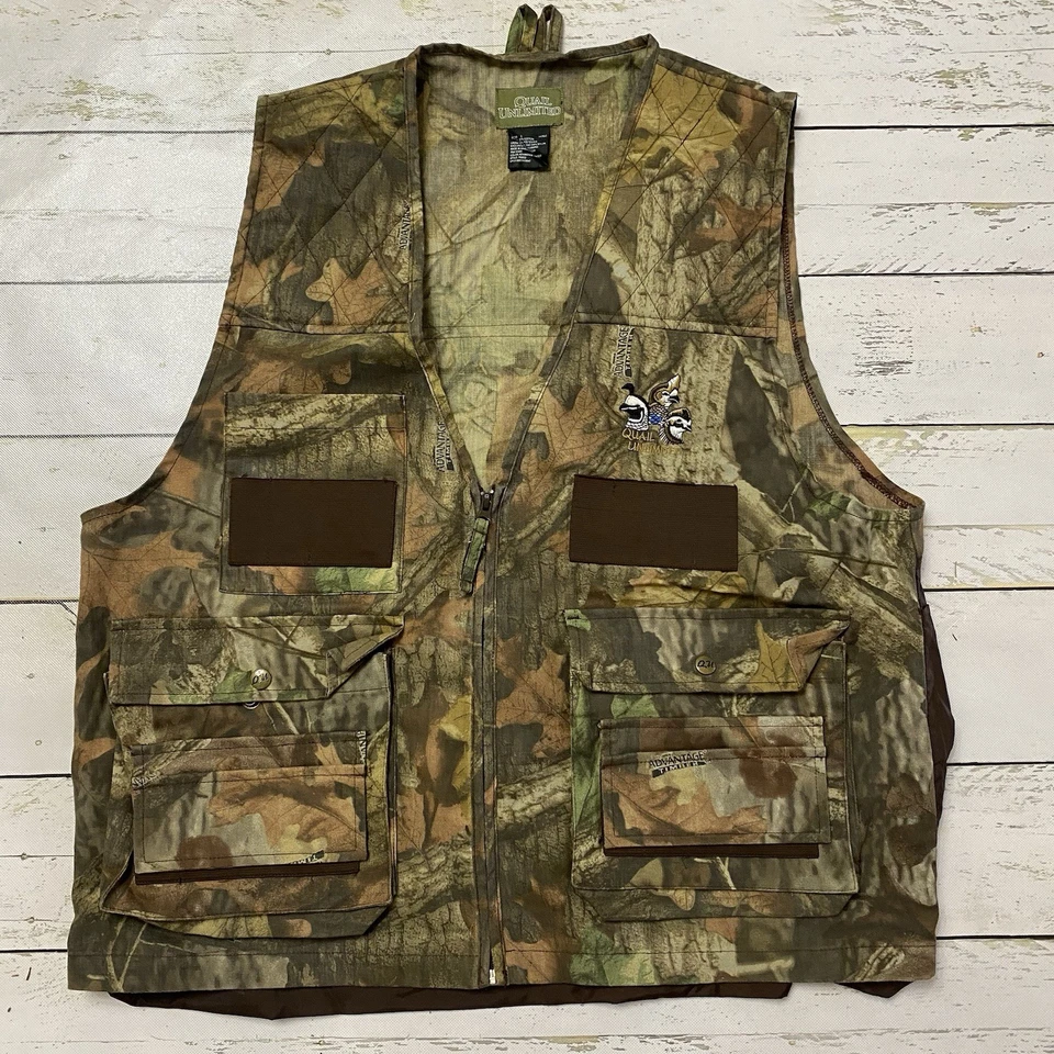 Quail Unlimited Mens L Hunting Vest Dove Hunter Woods Timber Camo Shell Holder - Image 2 of 4