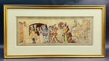 Andr� Reuze (1896-1984) Original Watercolor Medieval Street Scene