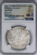 1659 NGC Spanish Netherland 1/2 Ducaton Brabant/Antwerp Hollandia Shipwreck Coin