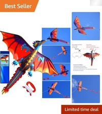 Vibrant 63-Inch Dragon Kite - Easy Assembly, Ideal for Kids and Adults Outdoors