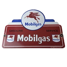 Vintage Mobilgas Porcelain Sign - Mobil Pegasus Porcelain Gas Pump Plate Sign