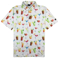 Sunday Swagger Golf Polo Shirt Mens 3XL White Cocktails Short Sleeve Performance