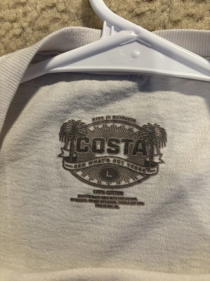Sunset Wave Logo T-Shirt Mens Large White Costa Fishing Graphic Tee - Image 3 of 4
