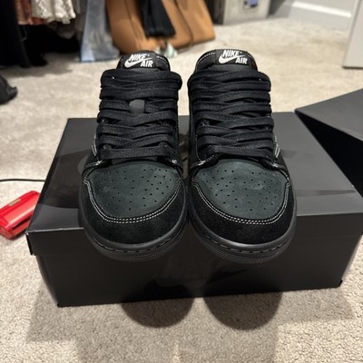 Travis Scott Jordan 1 Low Black Phantoms Sneakers Size 10.5