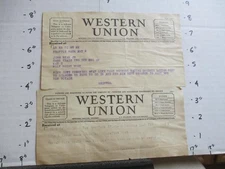 WESTERN UNION telegram (2) 1929 John Ryan Jr Seattle Wolf Point MT train