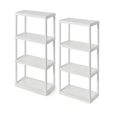 2-Pack White 4-Tier Plastic Garage Storage Shelving Unit (24 In. W X 48 In. H X