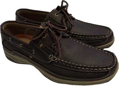 Highland Creek Men s Comfort Port Brown Boat Shoe Size 9.5. Leather Upper