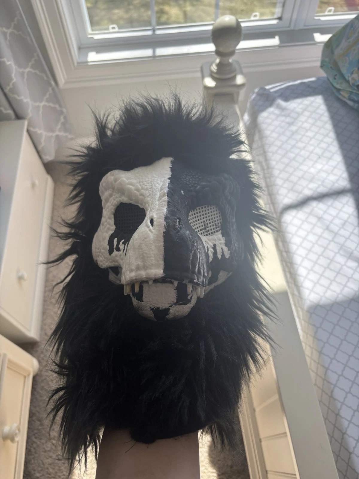 Dino Furry Mask Black And White