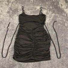 Windsor Black Ruched Cutout Mini Dress Bodycon Clubwear Party women's Small