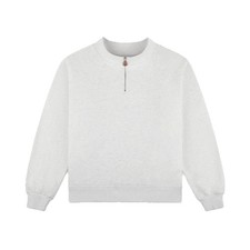 Parke Quarter Zip Grey Logo Mockneck Sweatshirt L/xl Preppy Viral