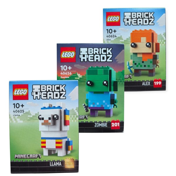 Lego Minecraft Brickheadz | Set 40624 40625 40626 | Komplett | Lama Alex Zombie-image