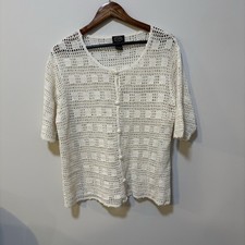 Women L Boho Crochet Cardigan Top Cotton Blend Cottagecore Y2K Vintage Inspired