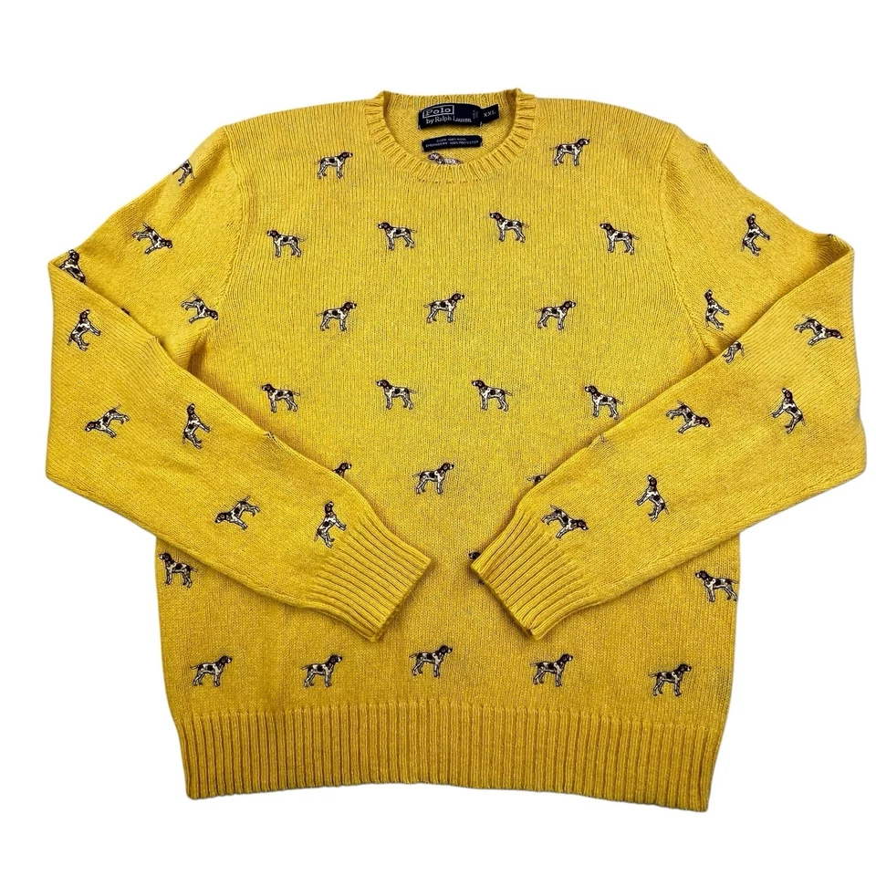 Suéter de Lana Polo Ralph Lauren De Colección 2XL Bordado Puntero de Caza Perro RARO Foto 2 de 4