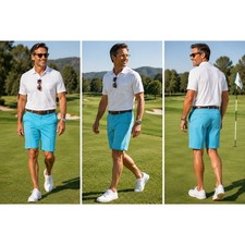 Peter Millar Salem Golf Shorts Mens 38 Blue Crown Sport Performance Flat Front