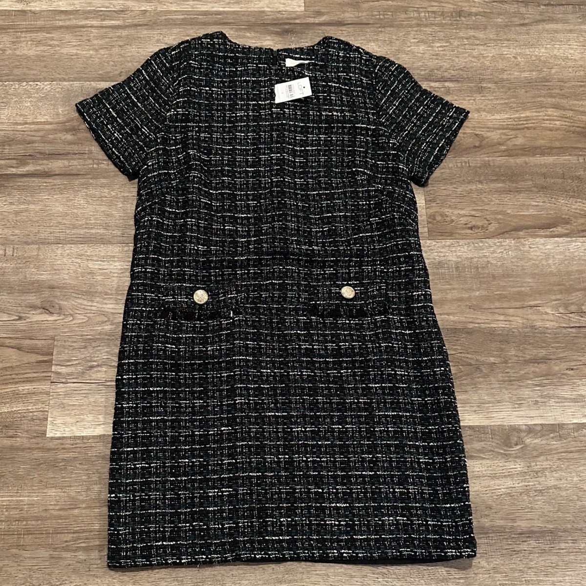 black and gold shift dress Sequin Embellished Crepe Shift Dress