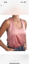 ALICE+OLIVIA Reiko Satin Racerback Tank In Dusty Pink. Size XS