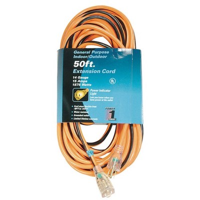 POWER FIRST 1FD55 Ltd Ext Crd,50ft,14Ga,15A,SJTW,Org/Blk 1FD55