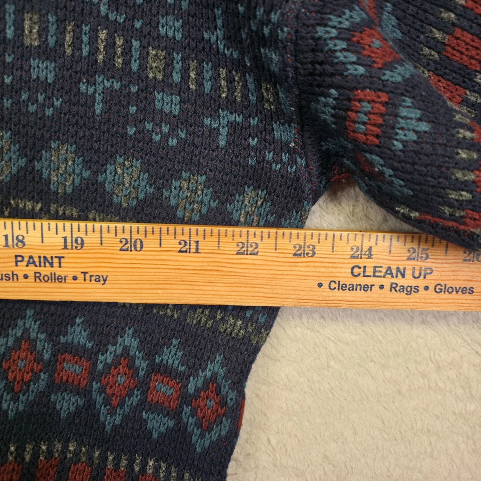 Vintage Basic Editions Sweater Mens L Blue Red Geometric Classic Retro Grandpa - Image 4 of 4