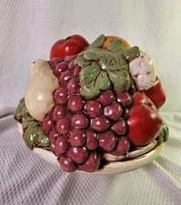 Vtg 1981 Fruit Bowl Centerpiece Ceramic Sudio Art Pottery 8" X 7" Signed EUC