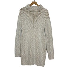 Lulus Sweet Whispers Sweater Dress Med Ivory Turtleneck Soft Cozy Eyelash Knit