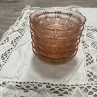Pink Depression Glass Cherry Blossom Fruit Bowls Jeanette Set Lot 6 Vintage